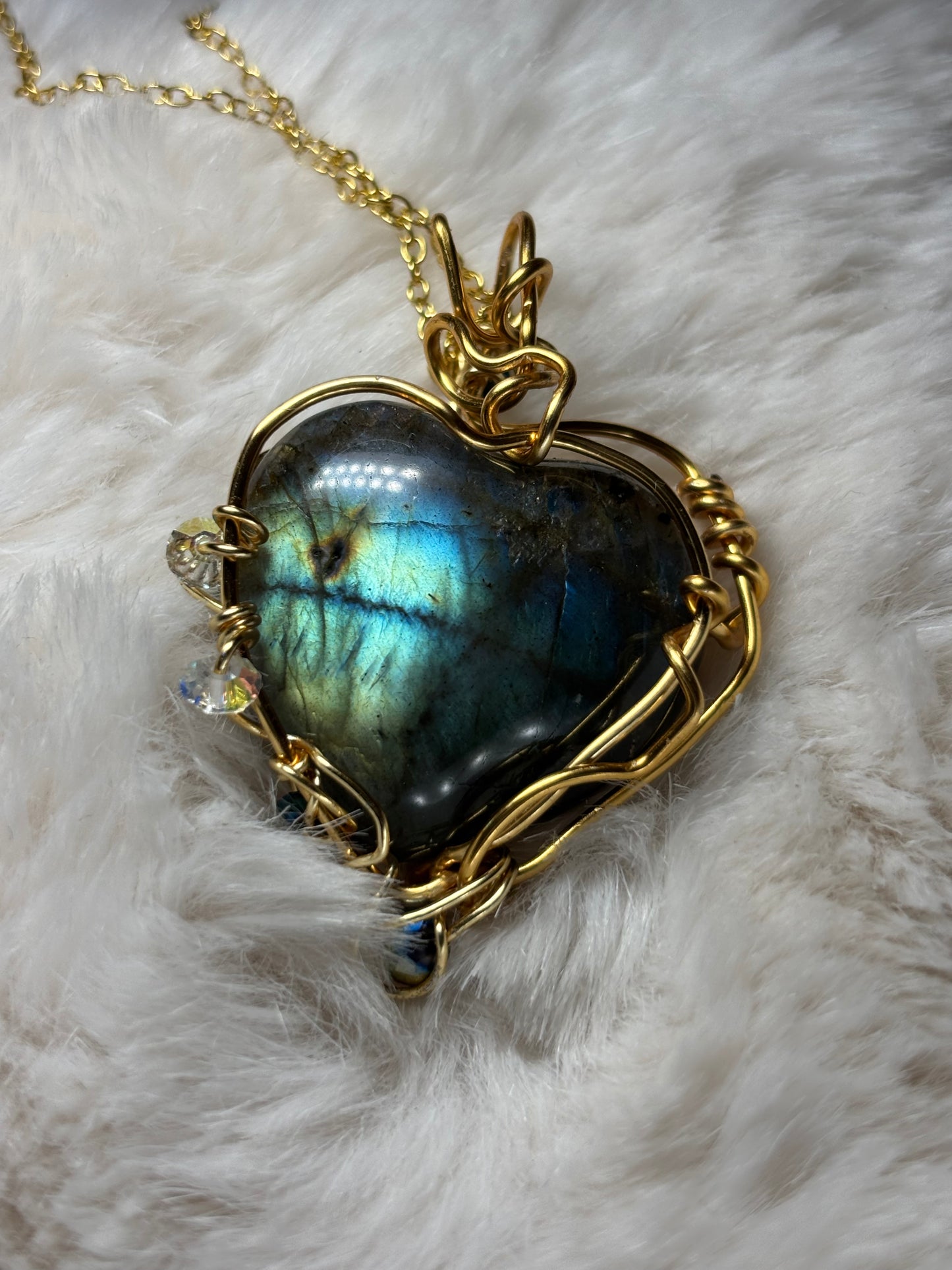 Heart of the Hidden Waters / Heart of the Hidden Meadow

All My Heart Collection: Reversible Labradorite pendant