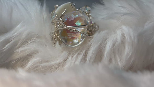 Crystal ring in silver: luminous radiance ￼￼