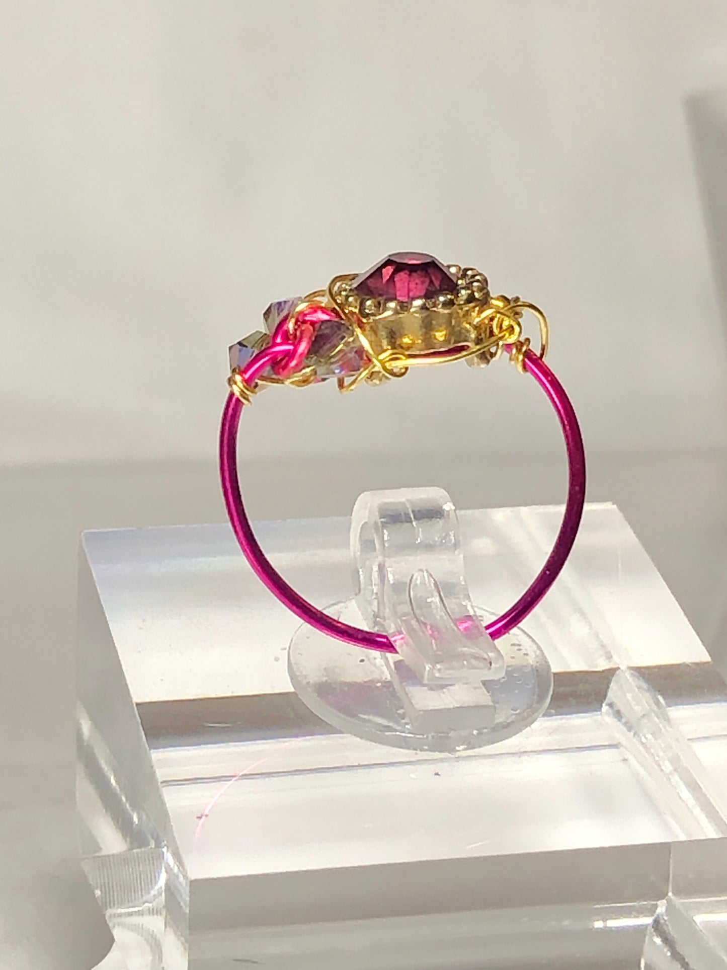 Hot pink rhinestone ring