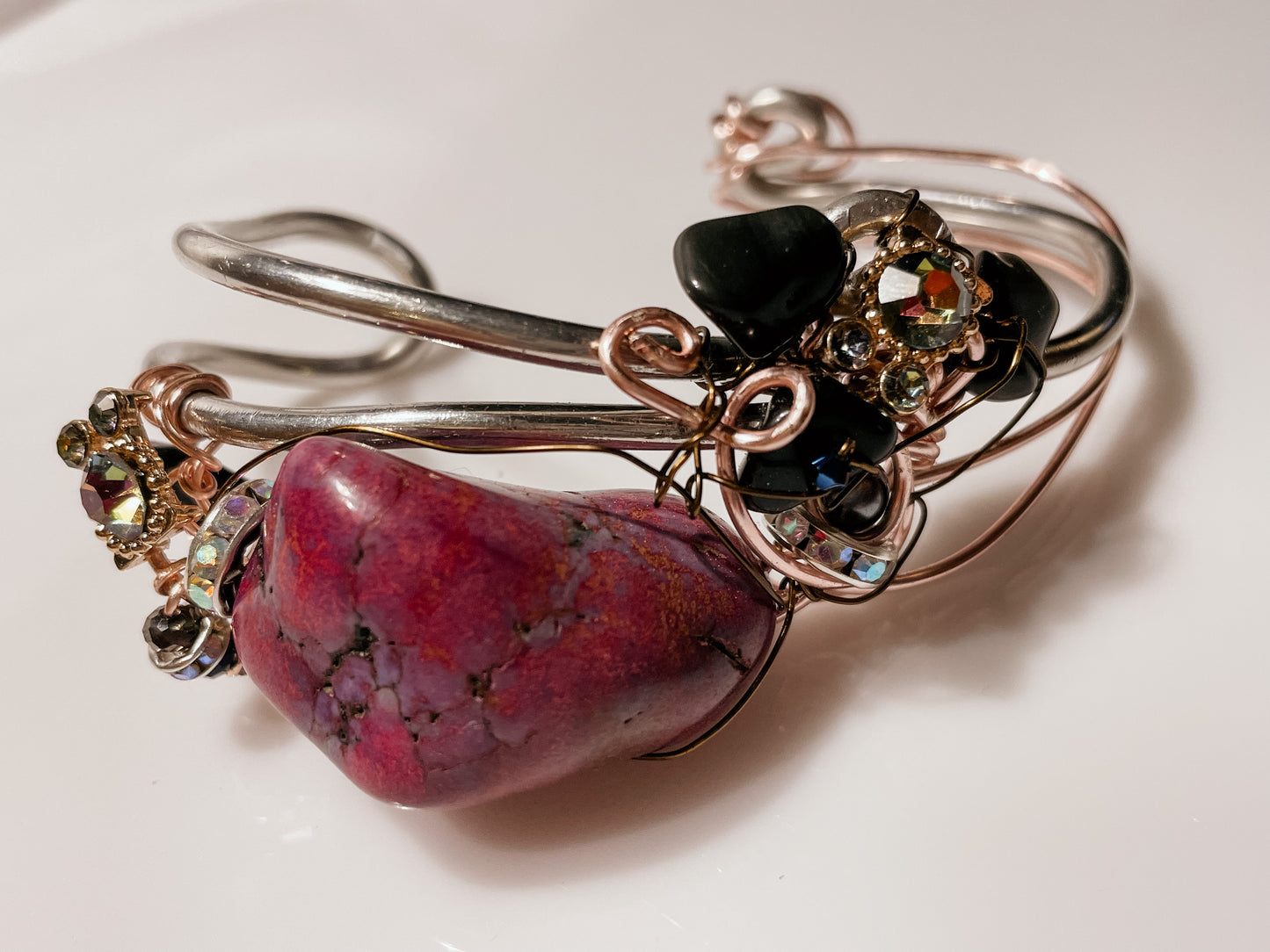 Pink turquoise key bracelet