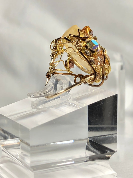 Citrine & Rhinestone Ring